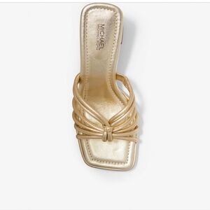 Michael Kors Size 7 Astra Metallic Leather Mule Strappy Heel